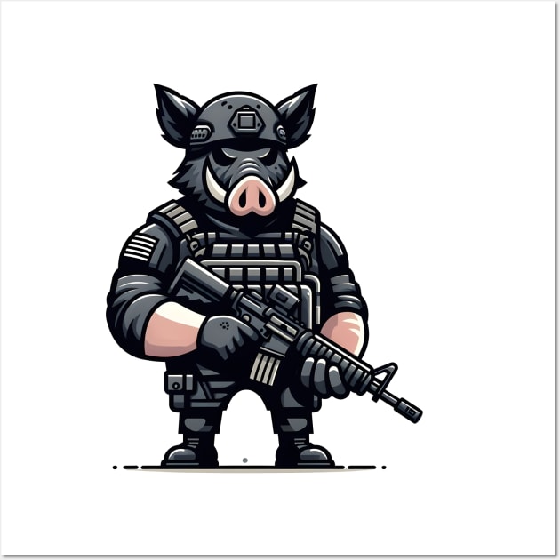 Tactical Wild Boar Adventure Tee: Unleash the Beast Within Wall Art by Rawlifegraphic